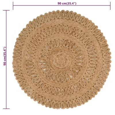 Tapijt rond 90 cm gevlochten jute