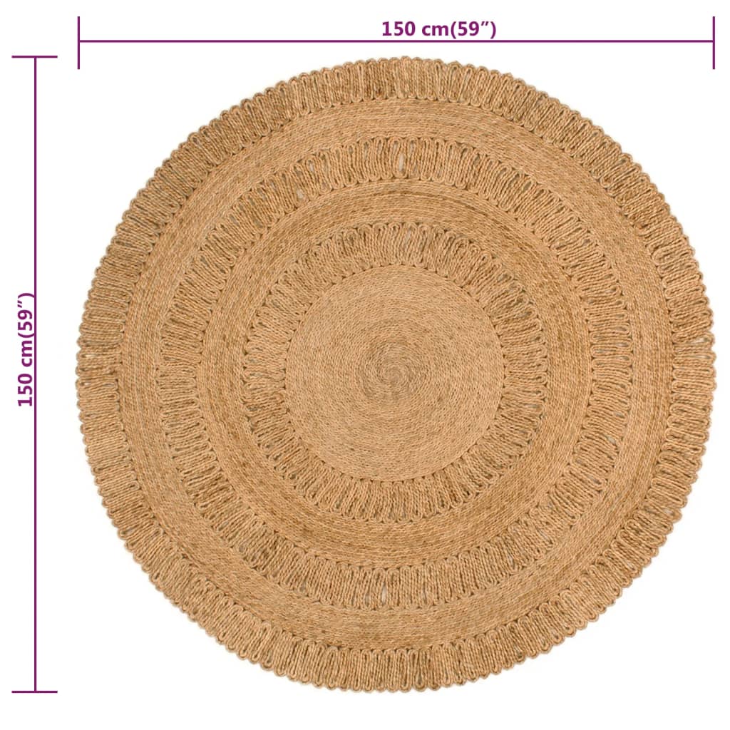 Tapijt rond 150 cm gevlochten jute