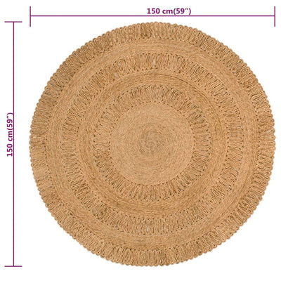 Tapijt rond 150 cm gevlochten jute