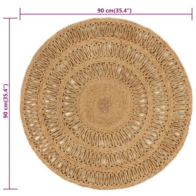 Tapijt rond 90 cm gevlochten jute