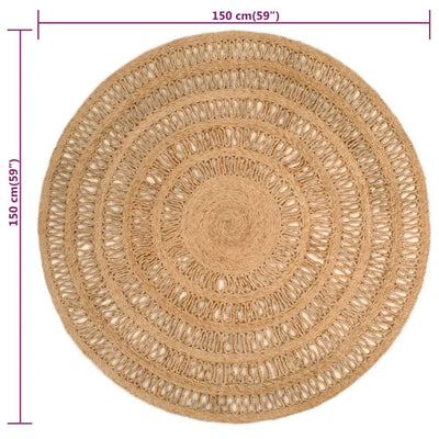 Tapijt rond 150 cm gevlochten jute