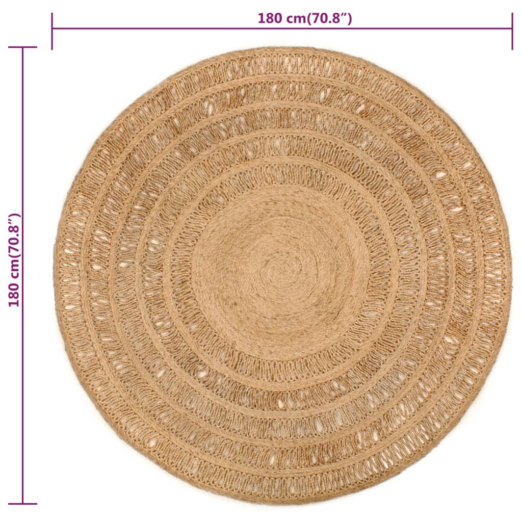 Tapijt rond 180 cm gevlochten jute
