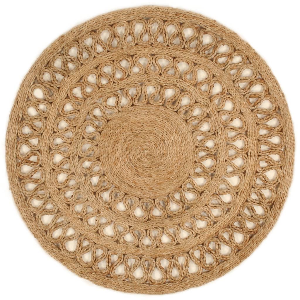 Tapijt rond 90 cm gevlochten jute