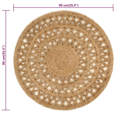 Tapijt rond 90 cm gevlochten jute