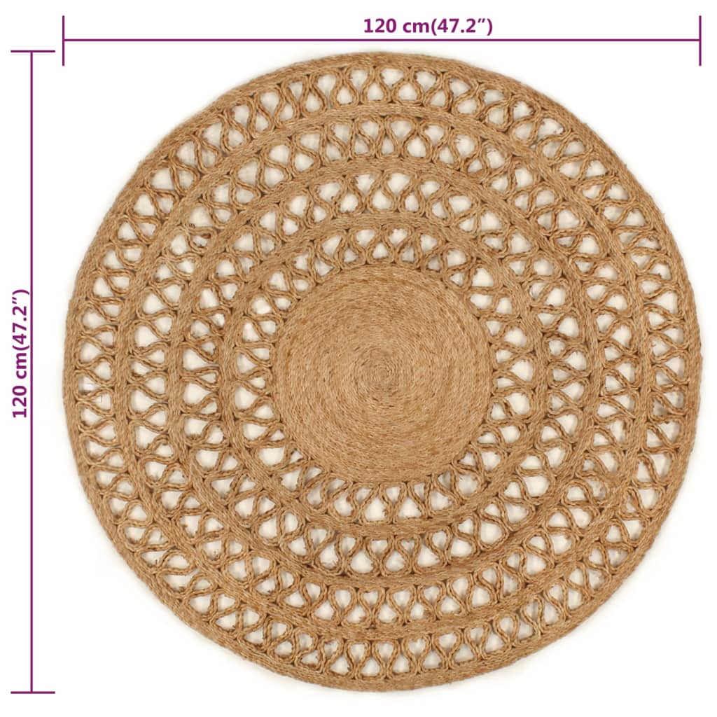 Tapijt rond 120 cm gevlochten jute