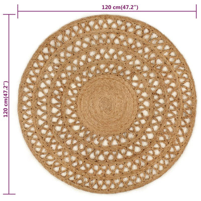 Tapijt rond 120 cm gevlochten jute