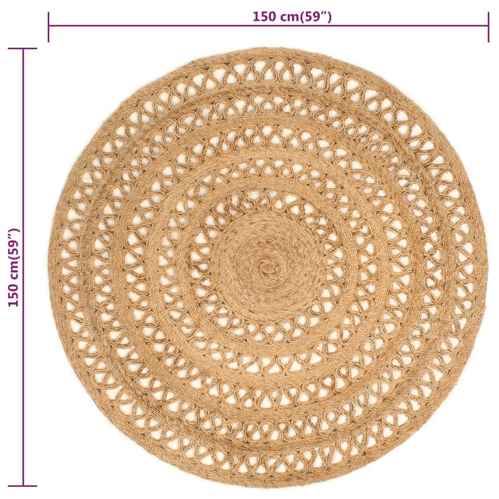 Tapijt rond 150 cm gevlochten jute