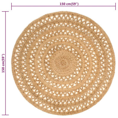 Tapijt rond 150 cm gevlochten jute
