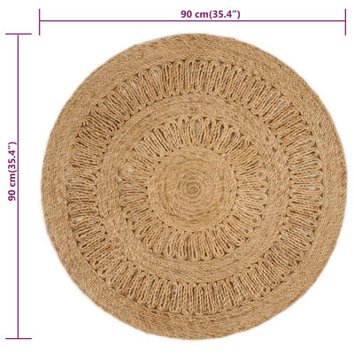 Tapijt rond 90 cm gevlochten jute