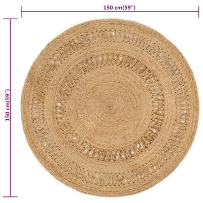 Tapijt rond 150 cm gevlochten jute