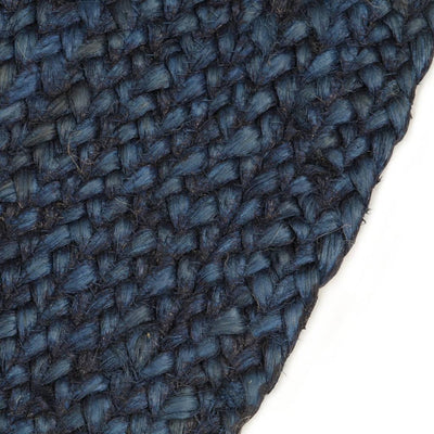 Vloerkleed omkeerbaar rond 120 cm jute marineblauw en naturel