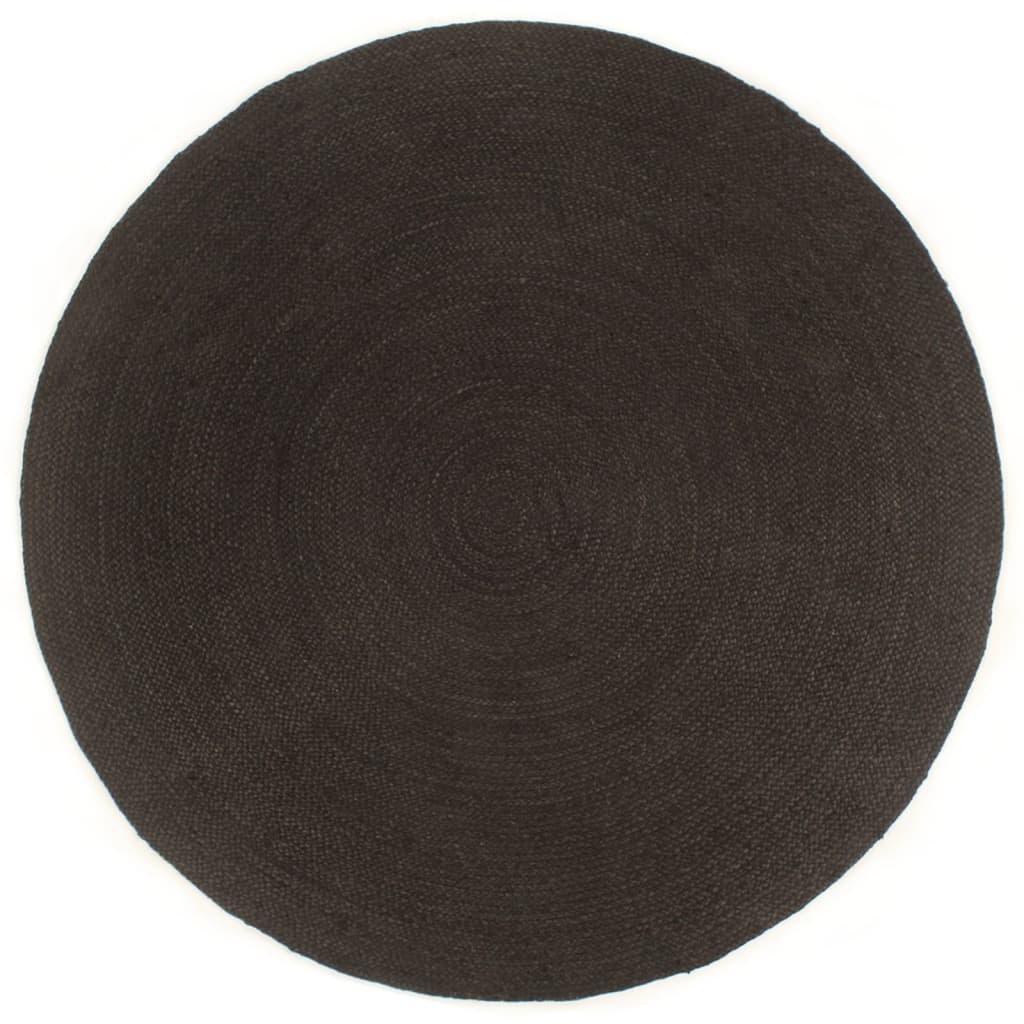 Vloerkleed omkeerbaar rond 150 cm antraciet en naturel