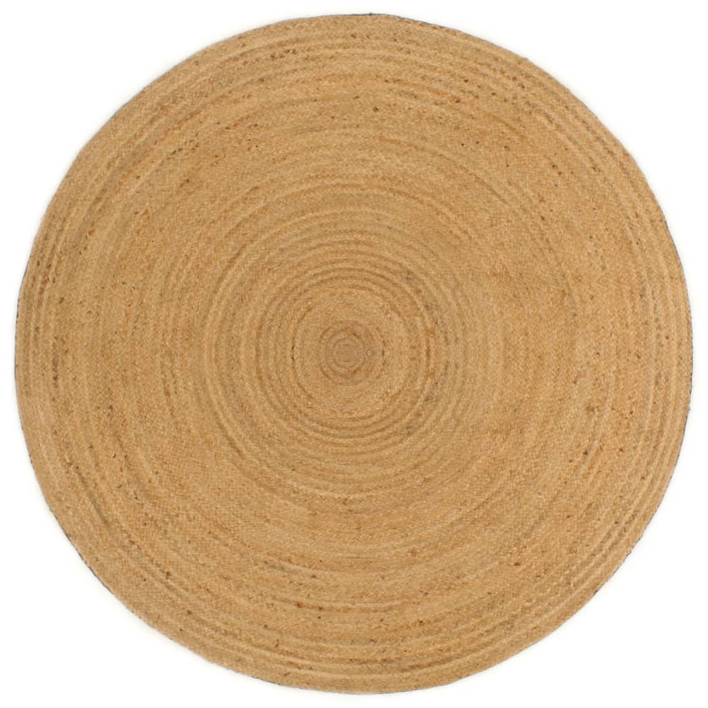 Vloerkleed omkeerbaar rond 150 cm antraciet en naturel