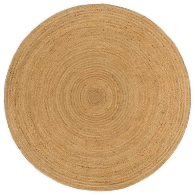 Vloerkleed omkeerbaar rond 150 cm antraciet en naturel