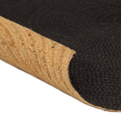 Vloerkleed omkeerbaar rond 150 cm antraciet en naturel