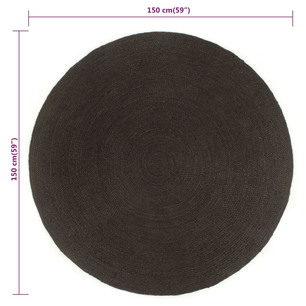 Vloerkleed omkeerbaar rond 150 cm antraciet en naturel