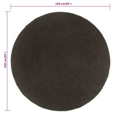 Vloerkleed omkeerbaar rond 150 cm antraciet en naturel