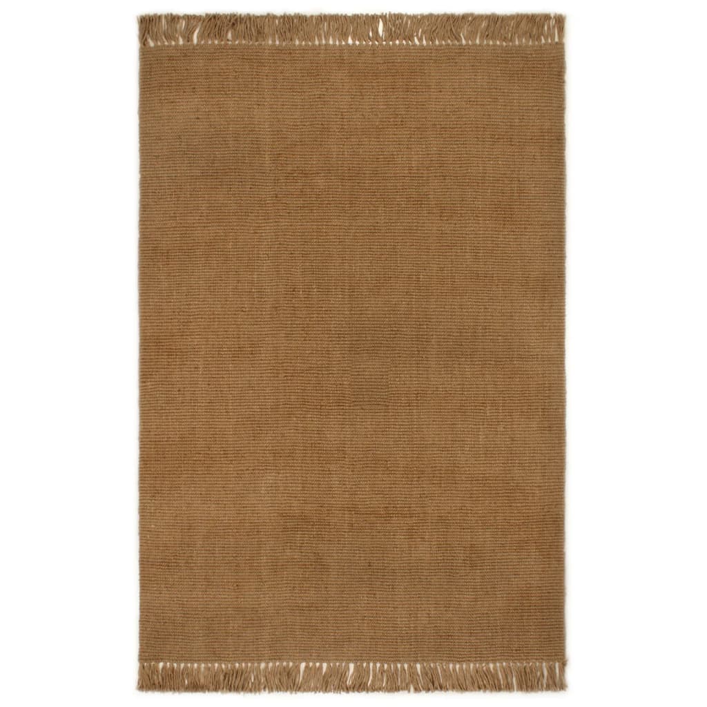 Vloerkleed met kwastjes 80x160 cm jute