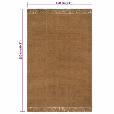 Vloerkleed met kwastjes 160x230 cm jute