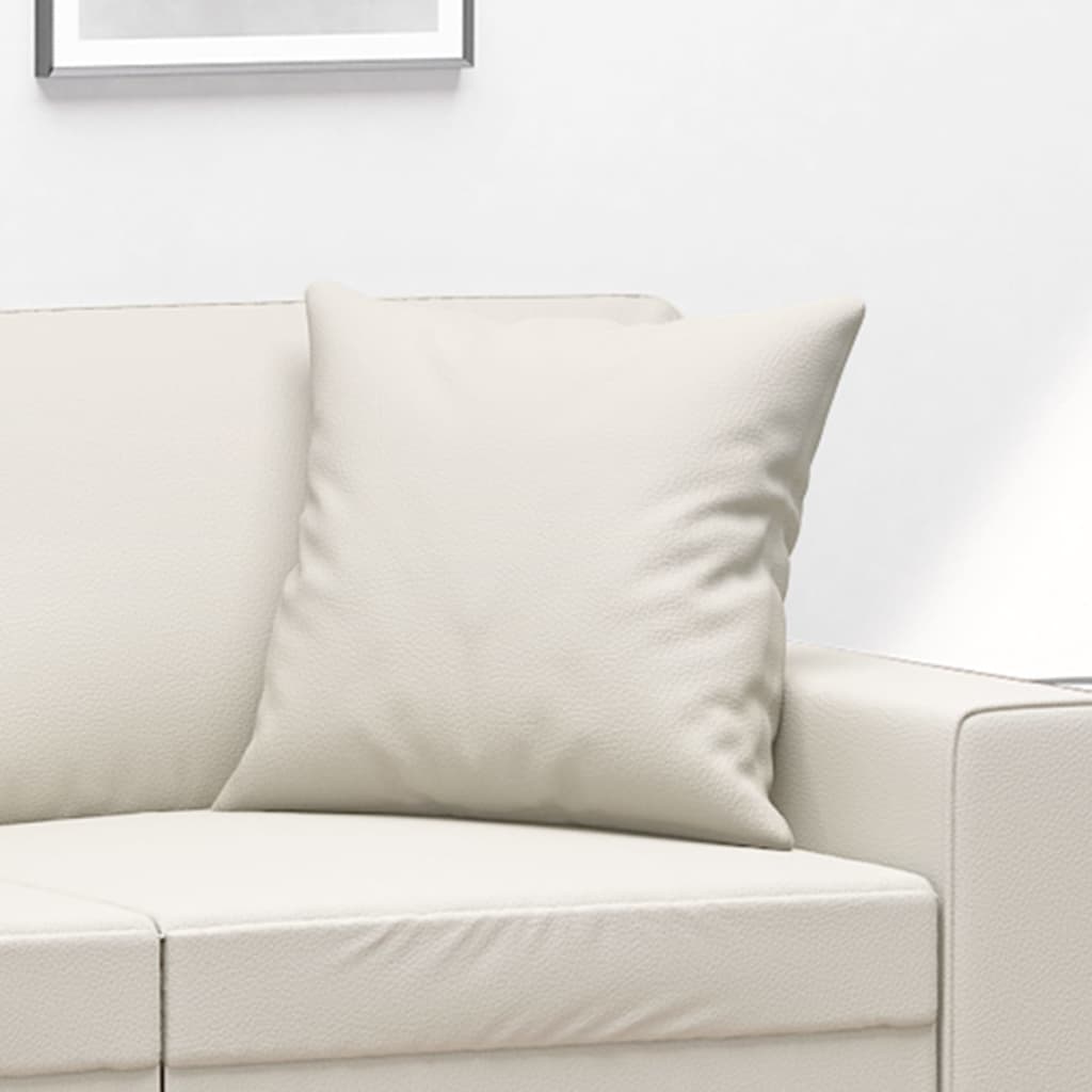 Sierkussens 2 st 40x40 cm kunstleer crèmekleurig