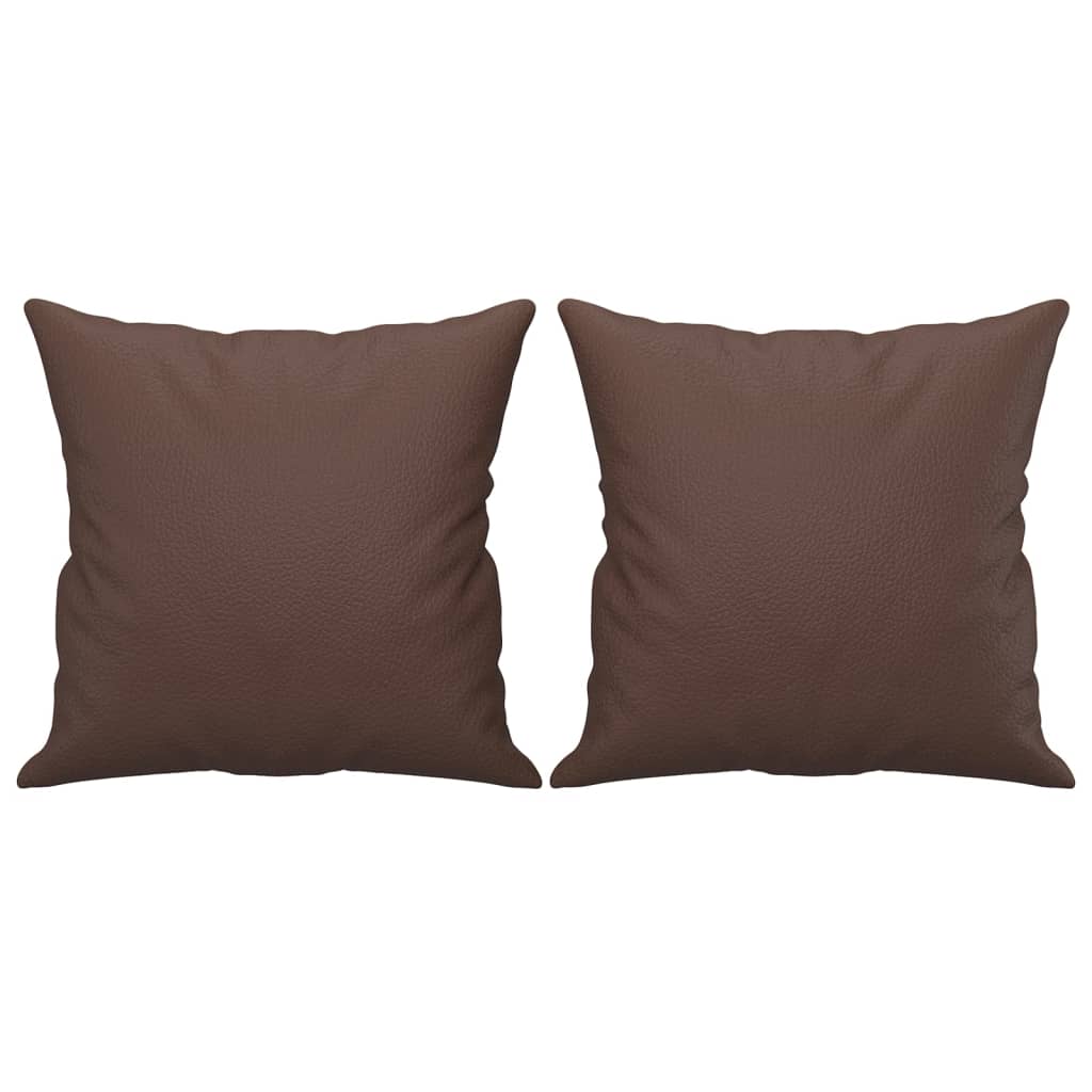 Sierkussens 2 st 40x40 cm kunstleer bruin