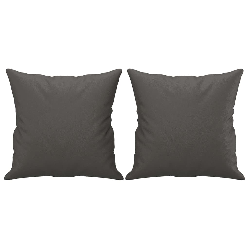Sierkussens 2 st 40x40 cm kunstleer grijs