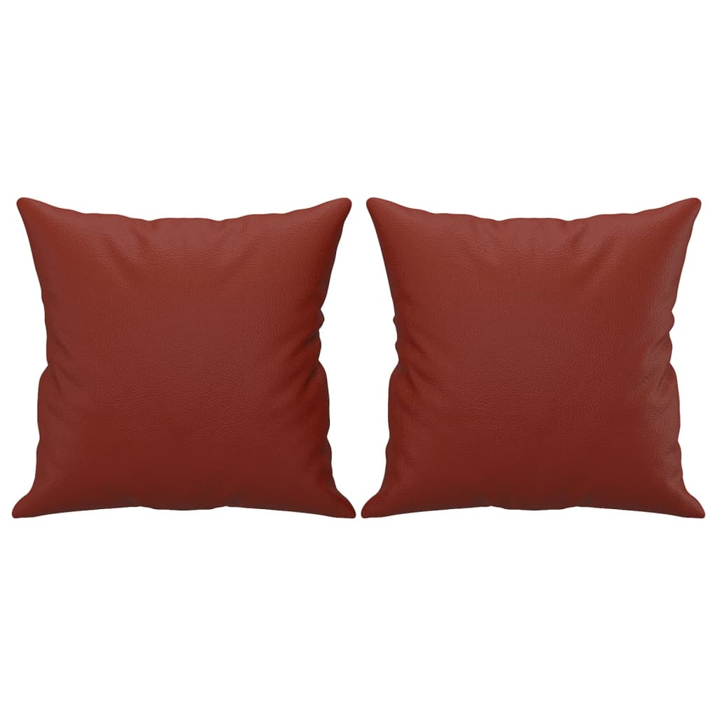 Sierkussens 2 st 40x40 cm kunstleer wijnrood