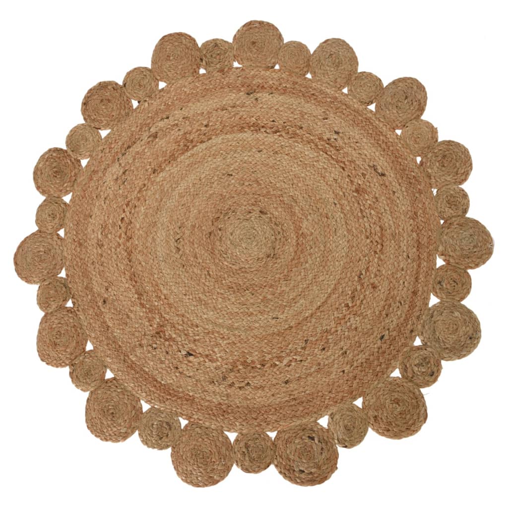 H&S Collection Vloerkleed met bloemenrand 90 cm naturel