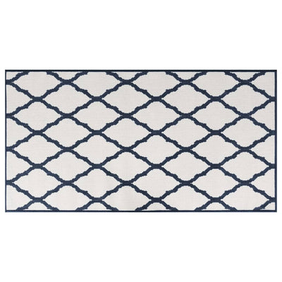 Buitenkleed omkeerbaar 80x150 cm marineblauw en wit