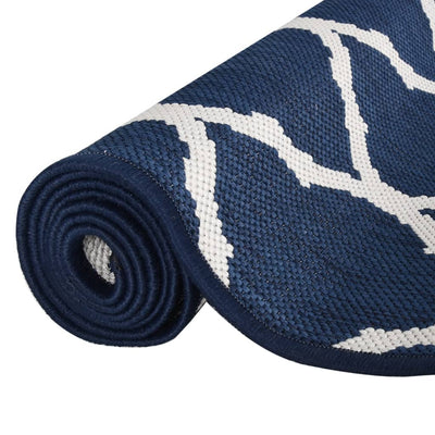 Buitenkleed omkeerbaar 80x150 cm marineblauw en wit