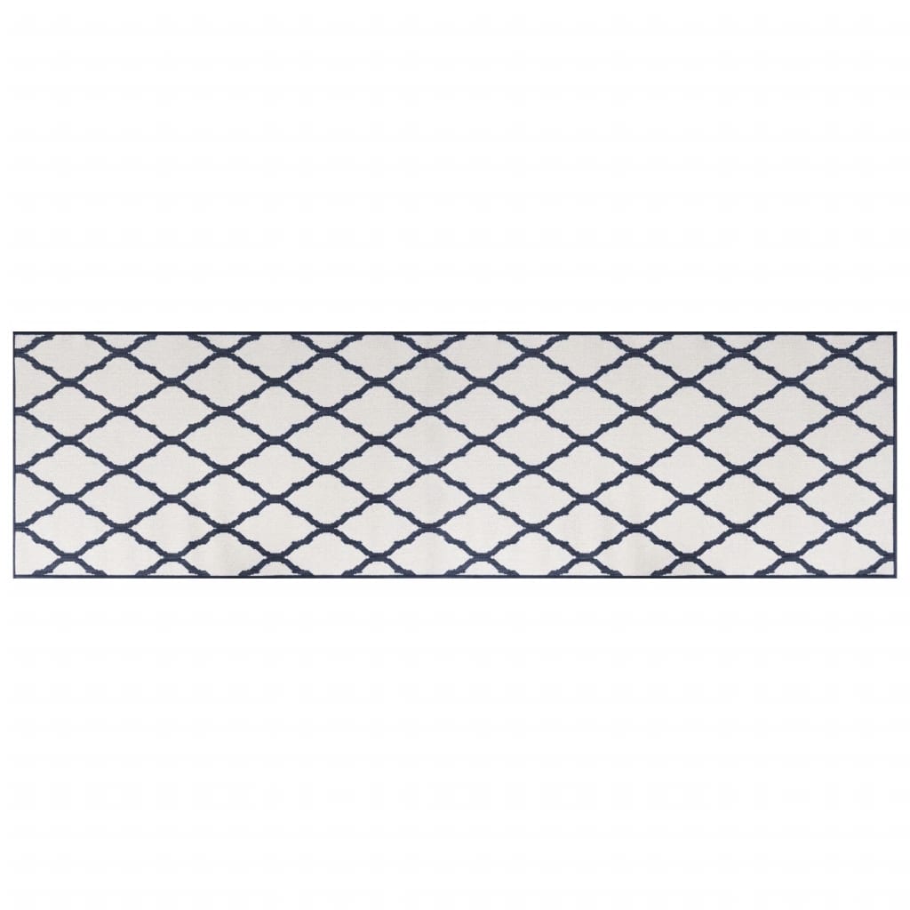 Buitenkleed omkeerbaar 80x250 cm marineblauw en wit