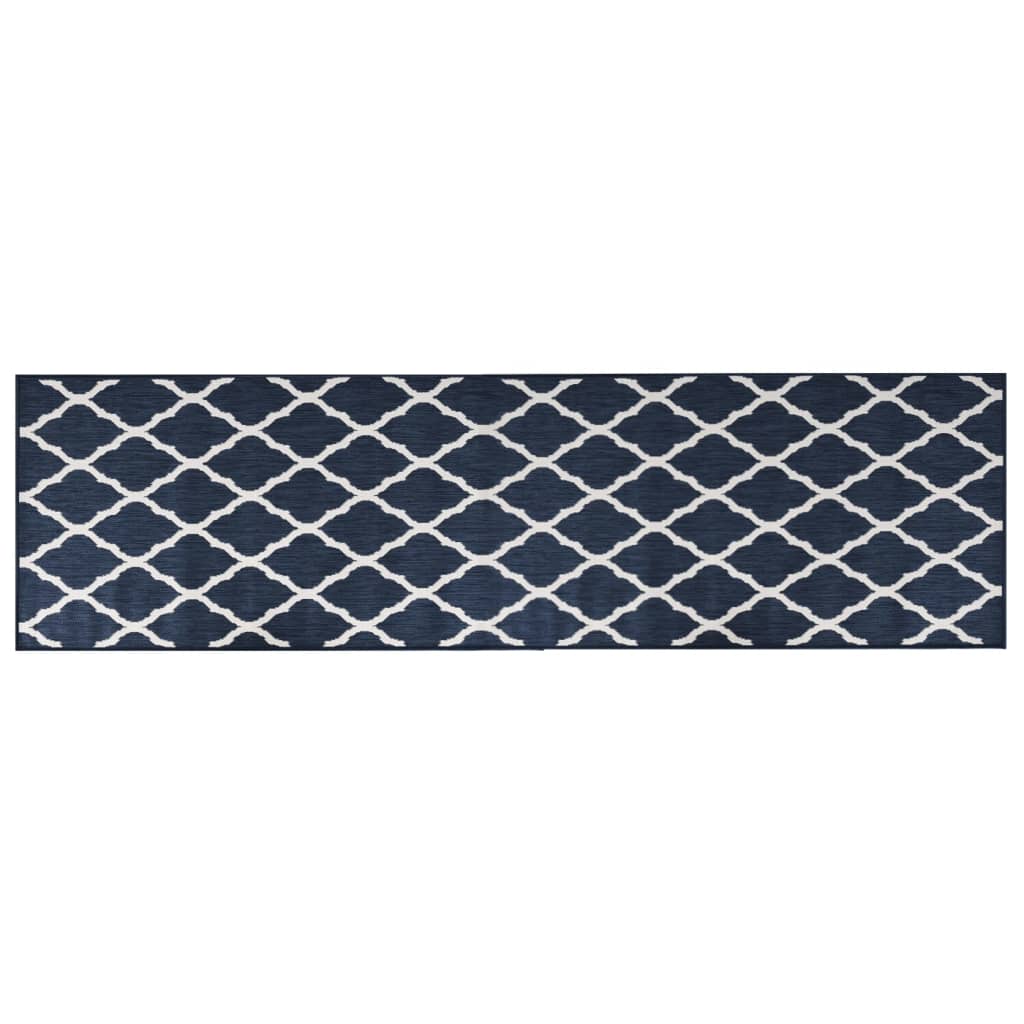 Buitenkleed omkeerbaar 80x250 cm marineblauw en wit