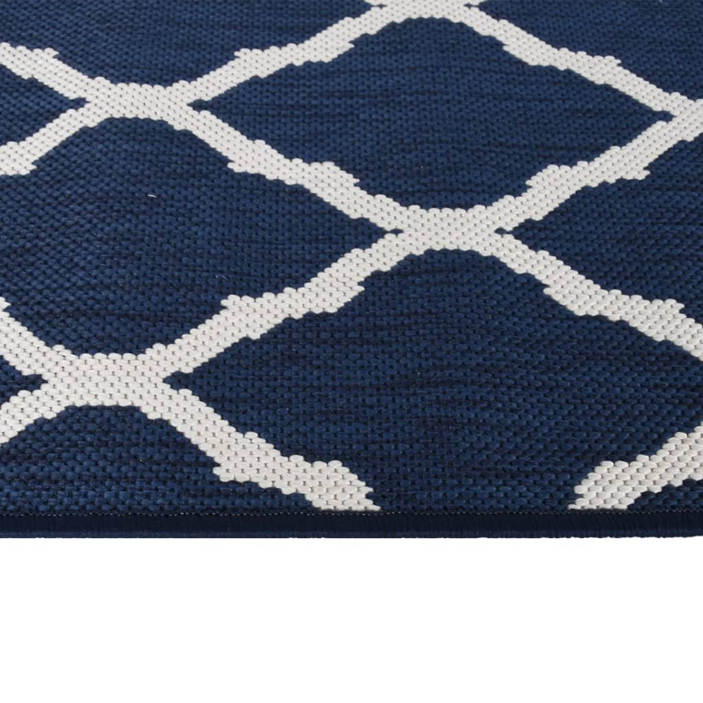 Buitenkleed omkeerbaar 80x250 cm marineblauw en wit