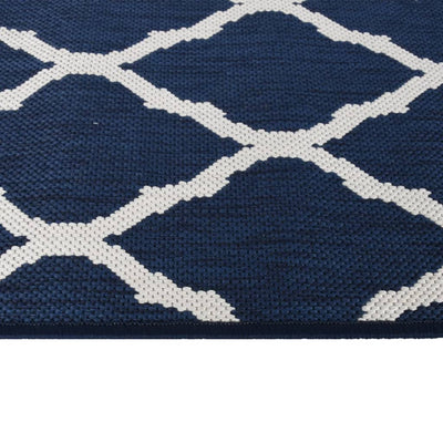 Buitenkleed omkeerbaar 80x250 cm marineblauw en wit