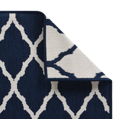 Buitenkleed omkeerbaar 80x250 cm marineblauw en wit