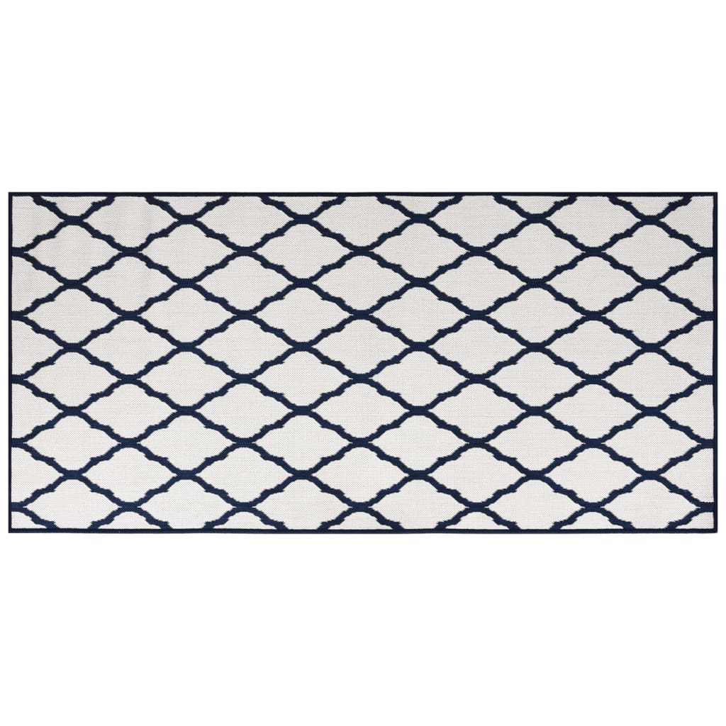 Buitenkleed omkeerbaar 100x200 cm marineblauw en wit