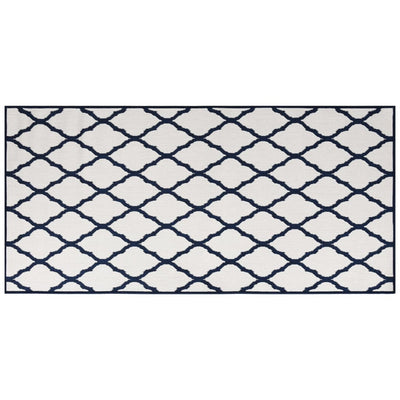 Buitenkleed omkeerbaar 100x200 cm marineblauw en wit