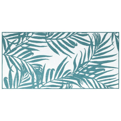 Buitenkleed omkeerbaar 80x150 cm aqua en wit