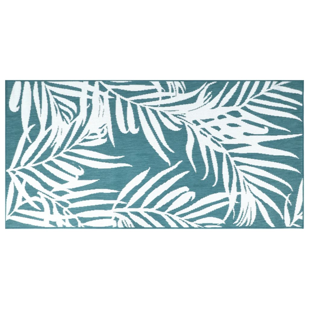 Buitenkleed omkeerbaar 80x150 cm aqua en wit