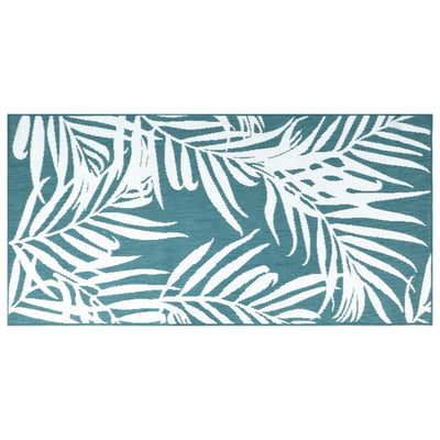 Buitenkleed omkeerbaar 80x150 cm aqua en wit