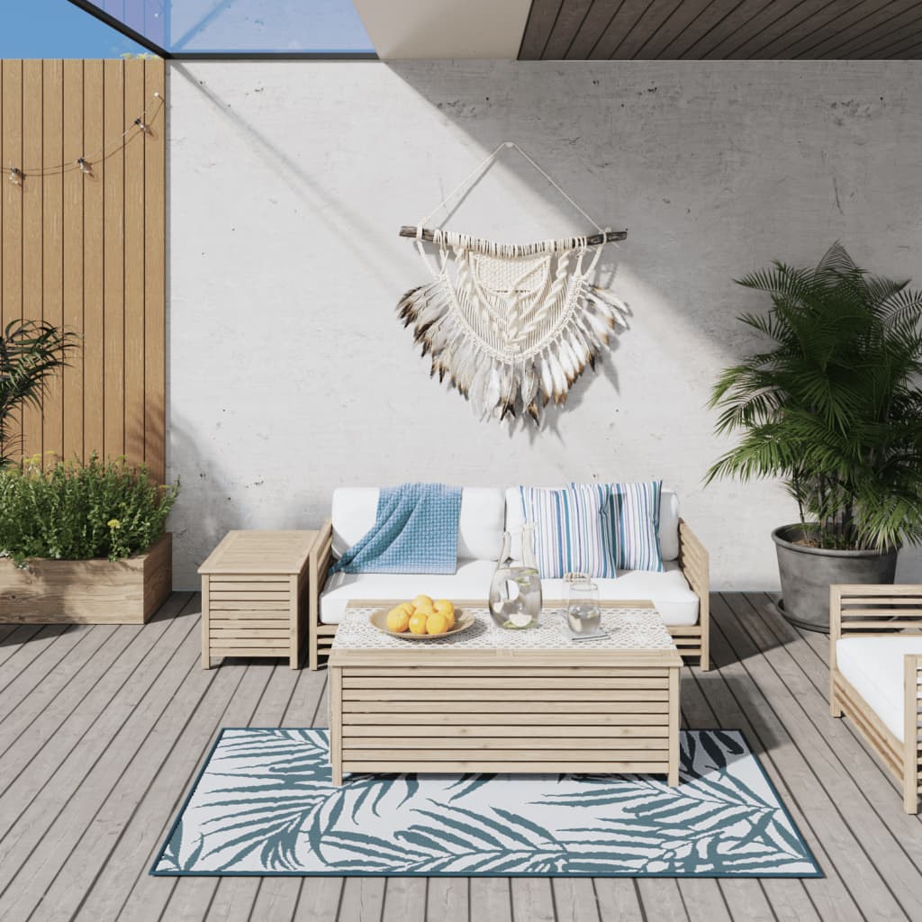 Buitenkleed omkeerbaar 80x150 cm aqua en wit