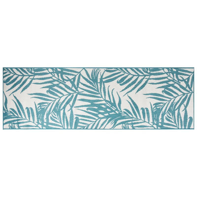 Buitenkleed omkeerbaar 80x250 cm aqua en wit