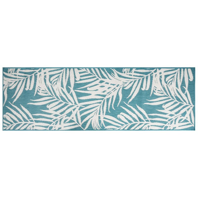 Buitenkleed omkeerbaar 80x250 cm aqua en wit