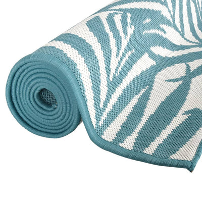 Buitenkleed omkeerbaar 80x250 cm aqua en wit