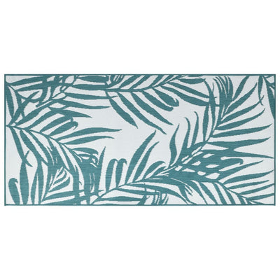 Buitenkleed omkeerbaar 100x200 cm aqua en wit
