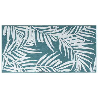 Buitenkleed omkeerbaar 100x200 cm aqua en wit