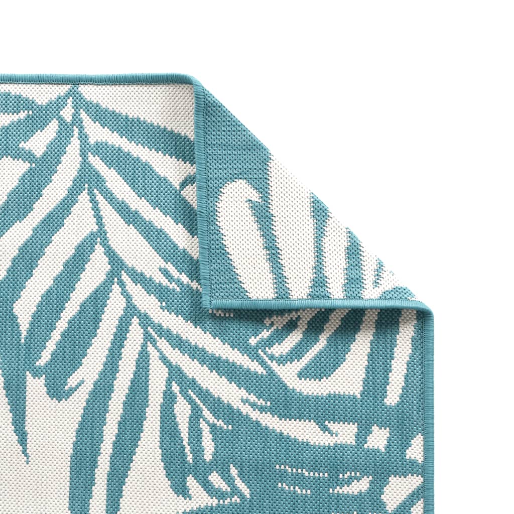 Buitenkleed omkeerbaar 100x200 cm aqua en wit