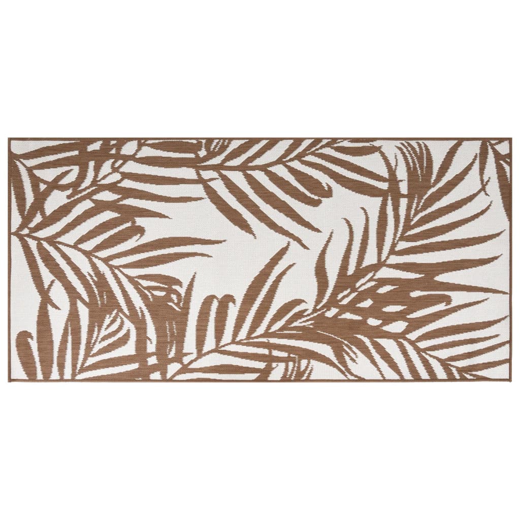 Buitenkleed omkeerbaar 80x150 cm bruin en wit