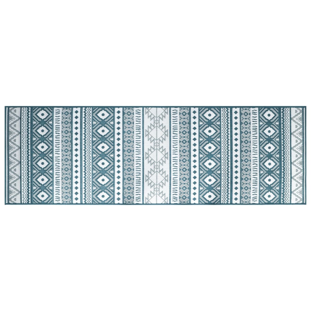 Buitenkleed omkeerbaar 80x250 cm aqua en wit