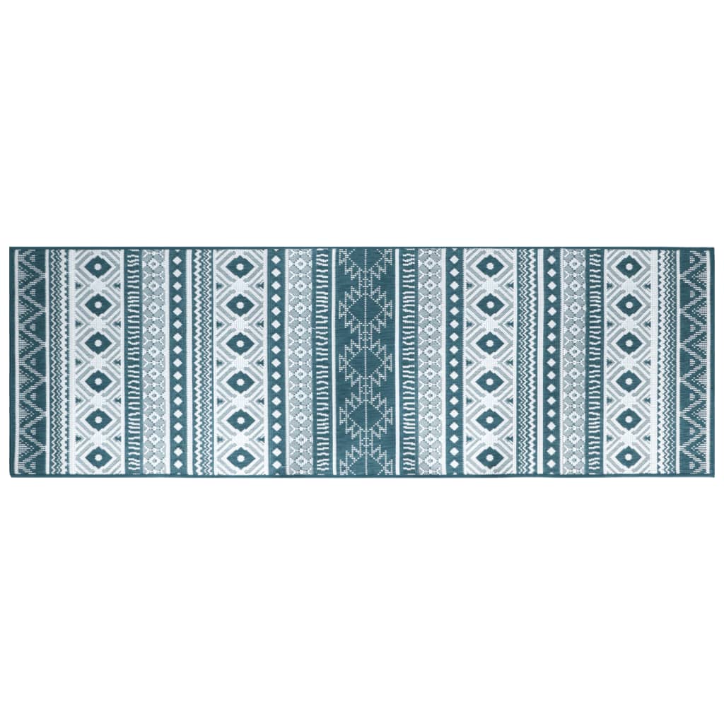 Buitenkleed omkeerbaar 80x250 cm aqua en wit